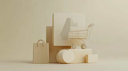 Discount sign in modern, sleek design, neutral tones with plenty of space for additional text.の素材