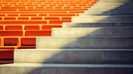 Close-up of stadium stairs in an overseas arena, no people, with clear background for copyの素材