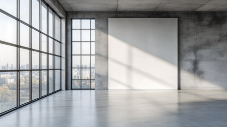 A minimalist urban house with large windows and no people, with ample space for copyの素材
