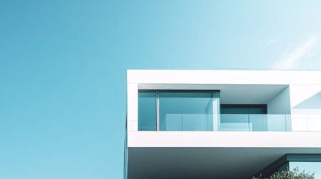 Modern urban home with sleek architecture, no people, and clear space for text or brandingの素材