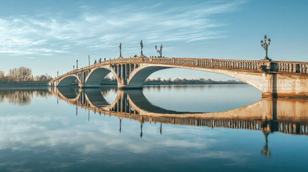 The iconic Puente de la Mujer in Argentina with copy space in the water and skyの素材