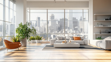 A luxury home with a rooftop terrace, located in a vibrant city, with wide space for textの素材