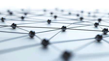 3D network connections in an abstract web, dynamic design, room for copyの素材