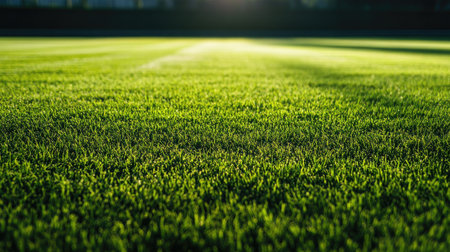 Green grass running field, no people, vibrant and spacious, ample space for copyの素材