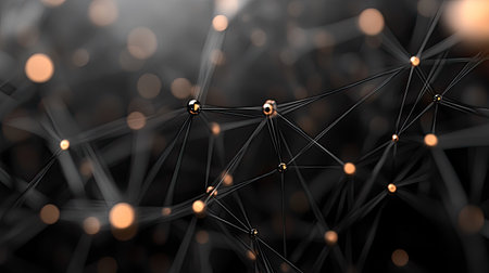 3D network connections in an abstract web, dynamic design, room for copyの素材