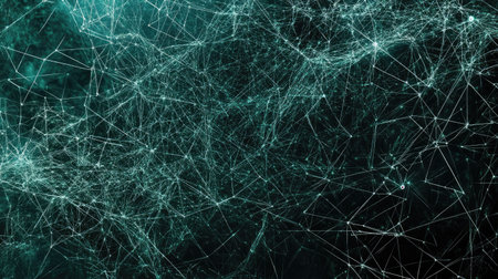 Digital web of interconnected lines, abstract network, no people, room for copyの素材