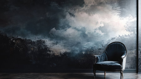 Luxurious wallpaper with a rich velvet texture and deep, moody colors, creating an opulent feel in a sophisticated room.の素材