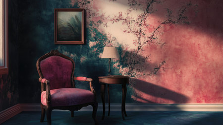 Luxurious wallpaper with a velvet texture and rich, deep colors, creating an opulent feel in any room.の素材