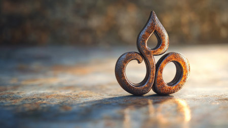 Sacred Jain Om symbol on a simple background, no people, minimalistic setting, space for textの素材