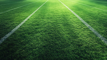 Running lanes on green grass, no competitors, clear and spacious, room for copyの素材