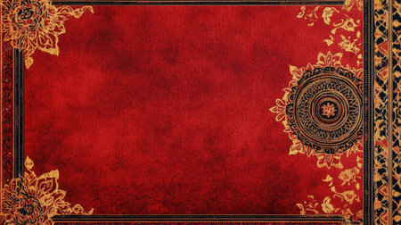 Traditional Hindu prayer mat with space for text on a plain background. Used in rituals.の素材