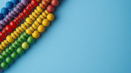 A colorful abacus with beads partially moved, leaving space for text on the side or top. Educational and fun.の素材