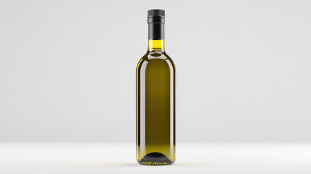A clear glass bottle filled with olive oil, showcasing a simple and modern design. Perfect for culinary uses, home cooking, or product display.の素材