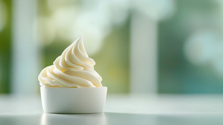 A dollop of cream on a flat surface with a blurred background, perfect for skincare branding with text space.の素材