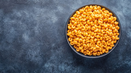 Top view of spiced macaroni pasta, a favorite South Asian kids' meal. Copy space availableの素材