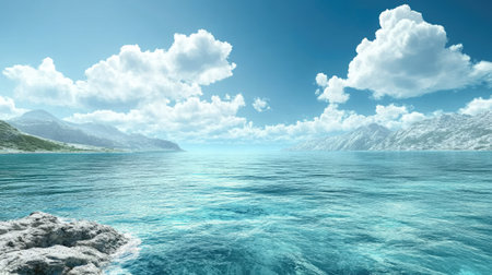 A breathtaking view of the sea beneath Europe, tranquil and pristine, with space for text.の素材