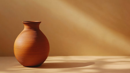 Indian clay pottery beautifully arranged, no people present, with generous space for text.の素材