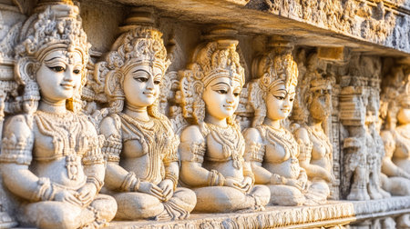 Indian stone carvings and sculptures, no one in the frame, with ample copy space.の素材