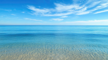 A beautiful, tranquil sea beneath the European coastline, no fish in sight, with space for writing.の素材