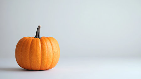 A single pumpkin on a plain background with space for autumn-themed captions.の素材