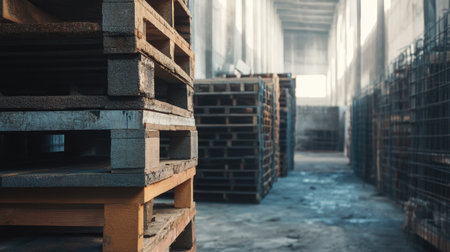 Construction scaffolding materials stacked, blank area in the background for copy spaceの素材