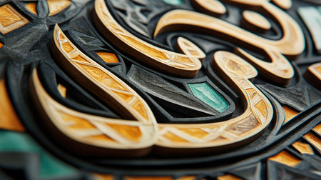 Discover a stunning close-up of an intricate wood carving featuring vibrant colors and meticulous craftsmanship, perfect for art and design projects.の素材