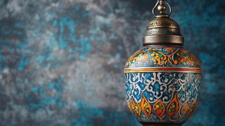 A vibrant traditional lantern featuring intricate patterns and rich colors, perfect for enhancing the ambiance of any space with a touch of artistry.の素材