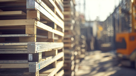 Construction scaffolding materials stacked, blank area in the background for copy spaceの素材