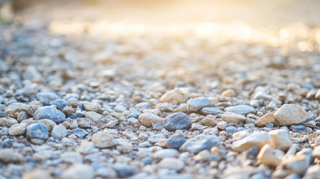 Close-up of gravel scattered across the ground, copy space aboveの素材