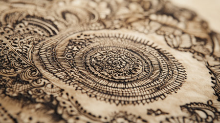 Explore this detailed close-up of an intricate decorative pattern showcasing artistic craftsmanship and unique design elements. Perfect for backgrounds and art projects.の素材