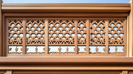 A stunning wooden carving featuring intricate patterns and designs. This piece showcases the artistry and craftsmanship of traditional techniques, perfect for architectural highlights.の素材