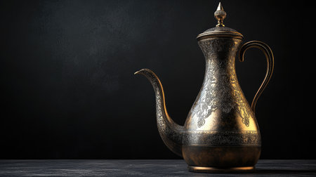 This elegant antique teapot features intricate metalwork and a classic design, ideal for showcasing heritage and craftsmanship in any collection.の素材