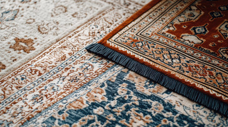 Discover a beautiful traditional area rug featuring intricate designs and warm tones, perfect for enhancing any interior space with elegance and comfort.の素材
