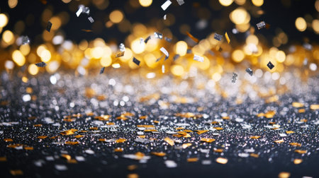 A vibrant display of confetti scattered over a glittery background, evoking joy and celebration perfect for festive events and special occasions.の素材