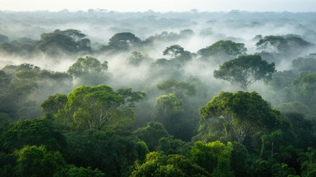 African forest canopy from above, with room for copy in the treetopsの素材