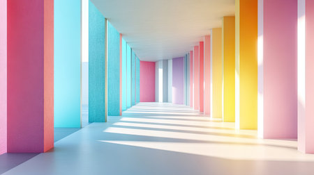 Abstract modern art gallery with clean lines and space for copyの素材