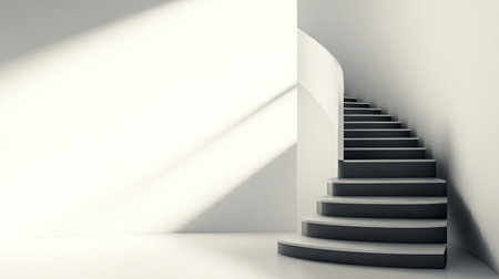 Abstract modern staircase with sleek design and ample space for copyの素材