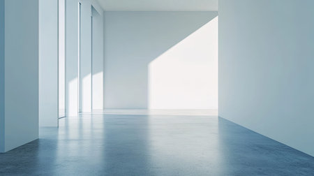 Abstract modern art installation in a clean white room, perfect for adding copy or brandingの素材