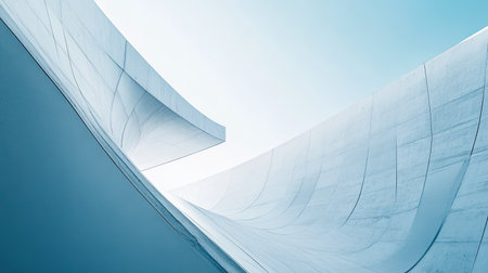 Futuristic architecture with sharp lines and a clear sky, perfect for copy spaceの素材