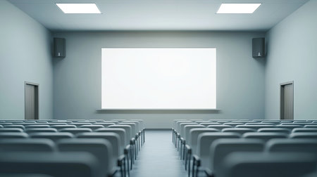 Empty modern conference hall with a large projector screen and space for copyの素材