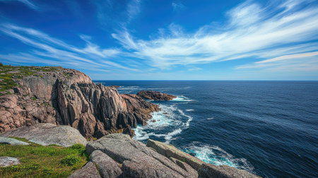 Rocky North American coastline with deep blue ocean, leaving space for copyの素材