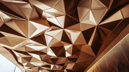 Abstract modern ceiling design with geometric patterns and ample copy spaceの素材