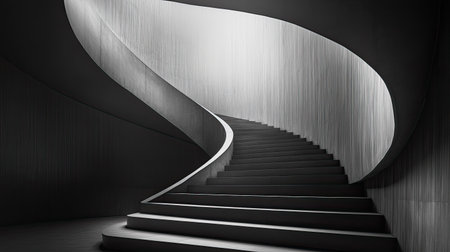 Minimalist modern staircase with sleek design and room for copy or brandingの素材