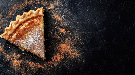 Apple pie slice with flaky crust and cinnamon sprinkles, room for textの素材