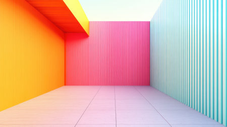 Abstract geometric facade with bold colors, empty backgroundの素材