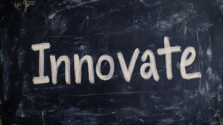 Chalkboard with written in bold letters, creative background, open copy spaceの素材