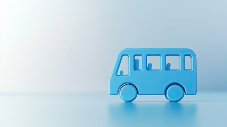 Accessible bus icon in blue, representing transport inclusion, clean background, text areaの素材