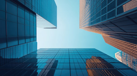 Minimalist view of Abu Dhabi skyscrapers with copy space aroundの素材