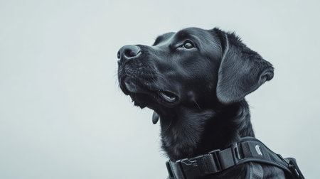 Service dog harness on a clean background, symbolizing support and inclusion, room for textの素材