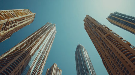 Row of high-rise towers in Dubai Marina, ample area for copyの素材